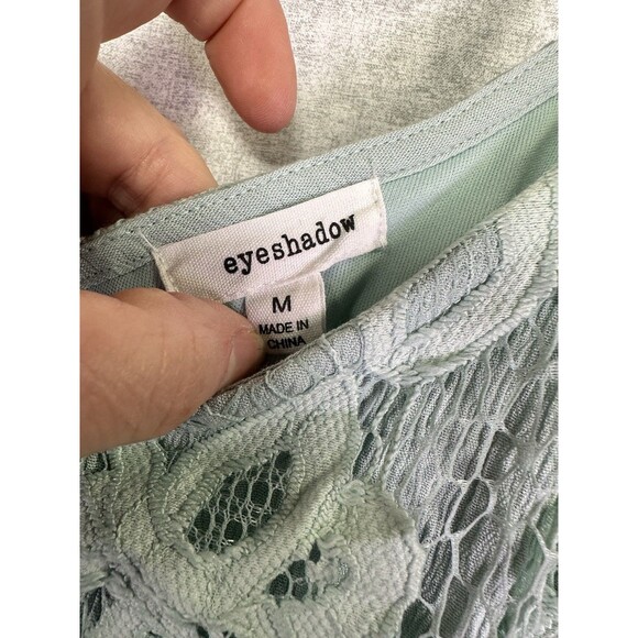 Eyeshadow Maurices Mint Green Lace Bodice Blouson Mini Dress Size Medium - Picture 3 of 6